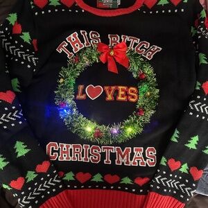 Light-Up This B*tch Loves Christmas Ugly Christmas Sweater